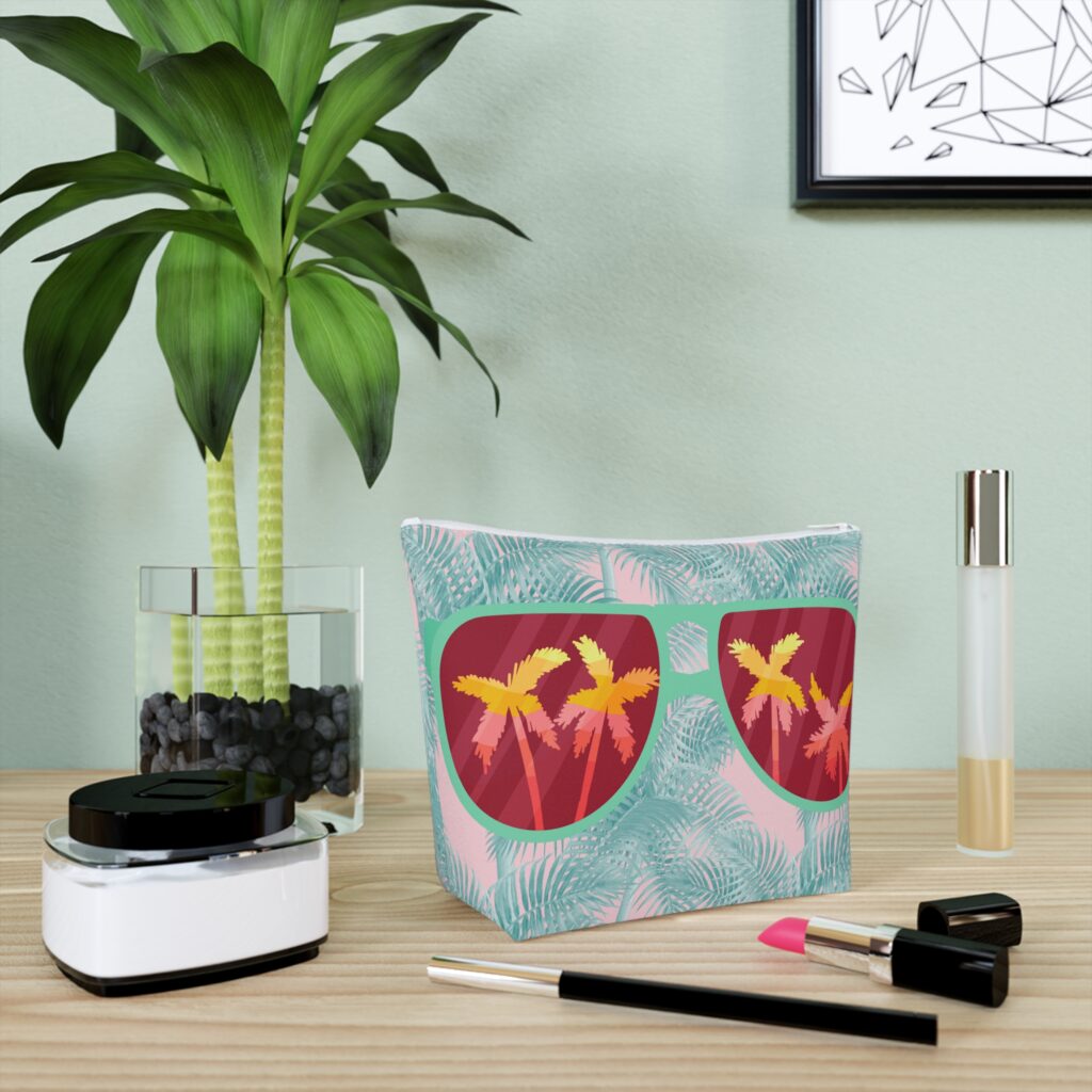 Arranged Image Sunglass Palm Cotton Cosmetic Bag