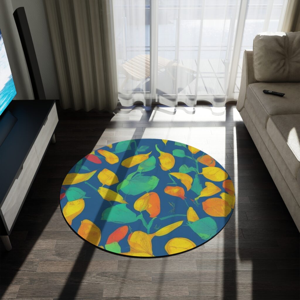 Arranged Image Colorful Plantain Round Rug