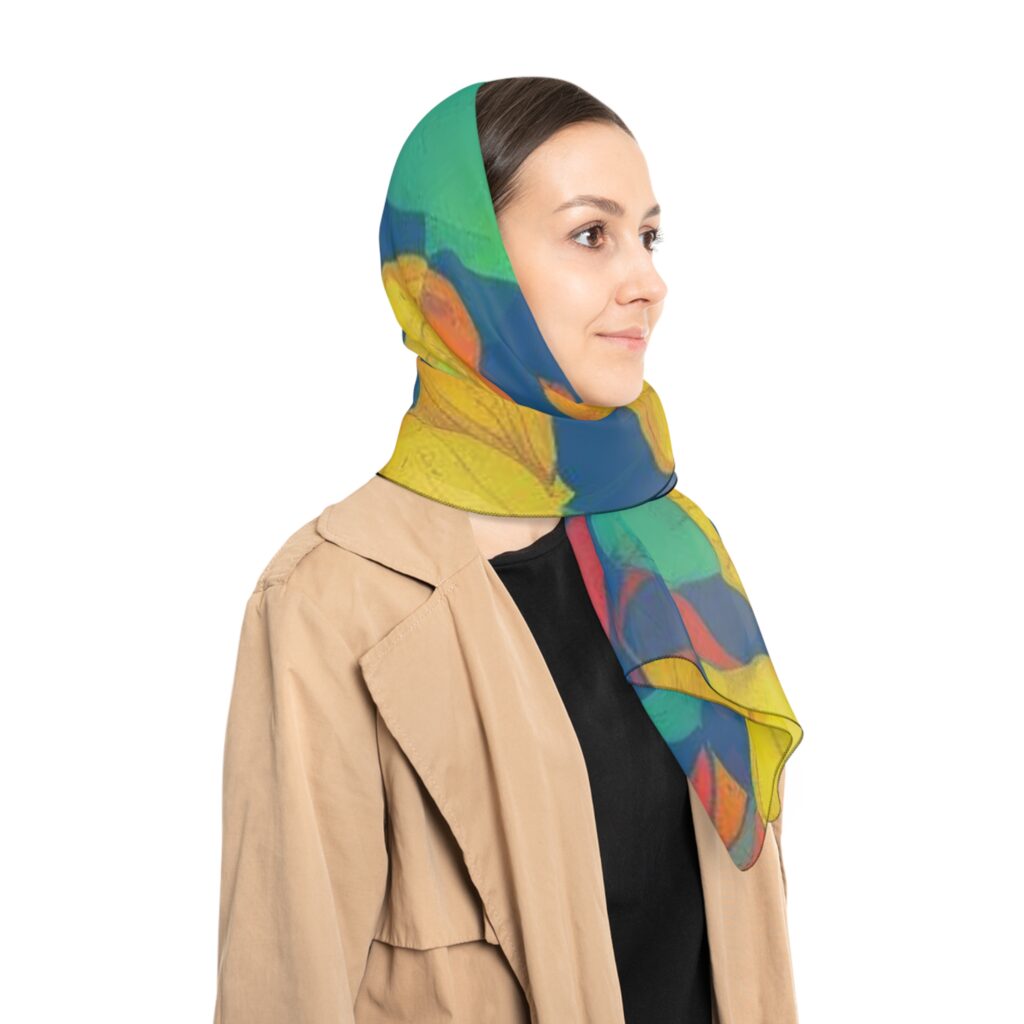 Arranged Image Colorful Plantain Poly Scarf