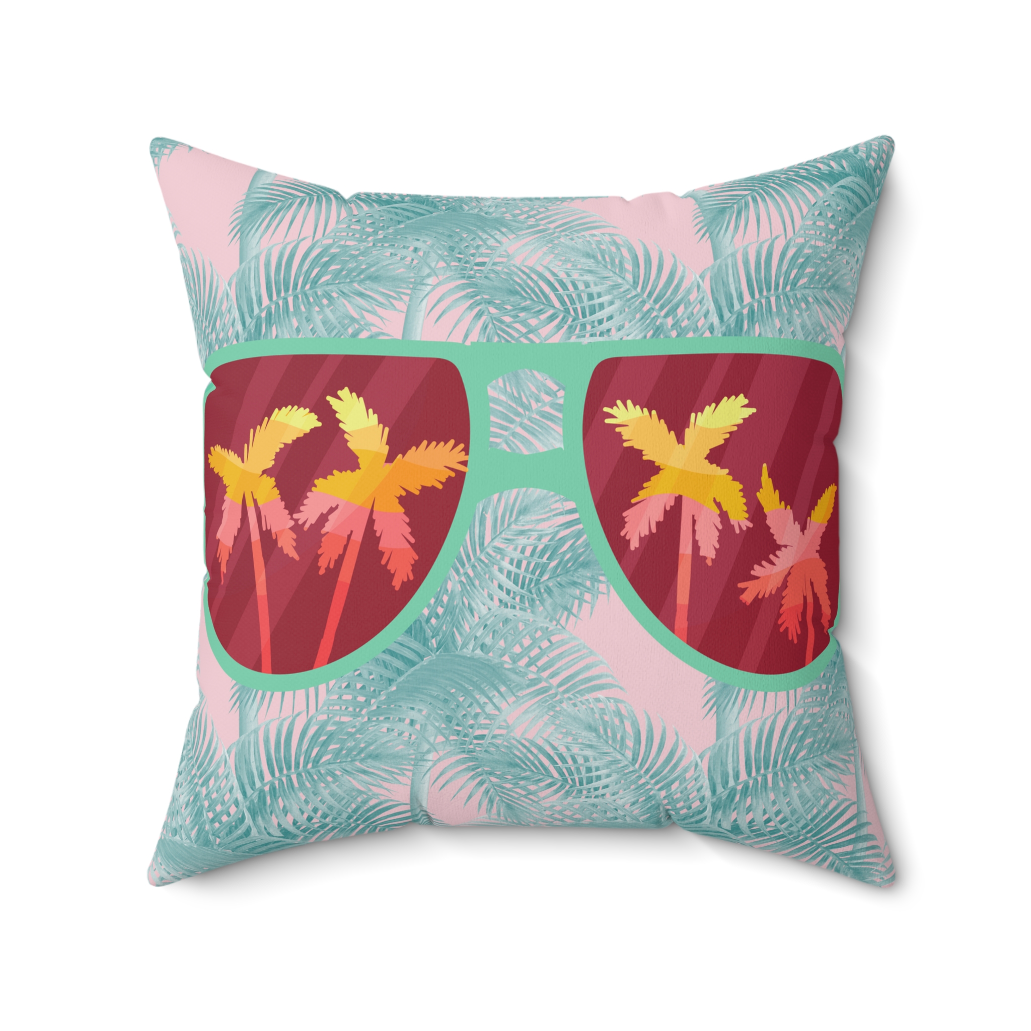 Arranged Image Sunglass Palm Spun Polyester Square Pillow - Image 4