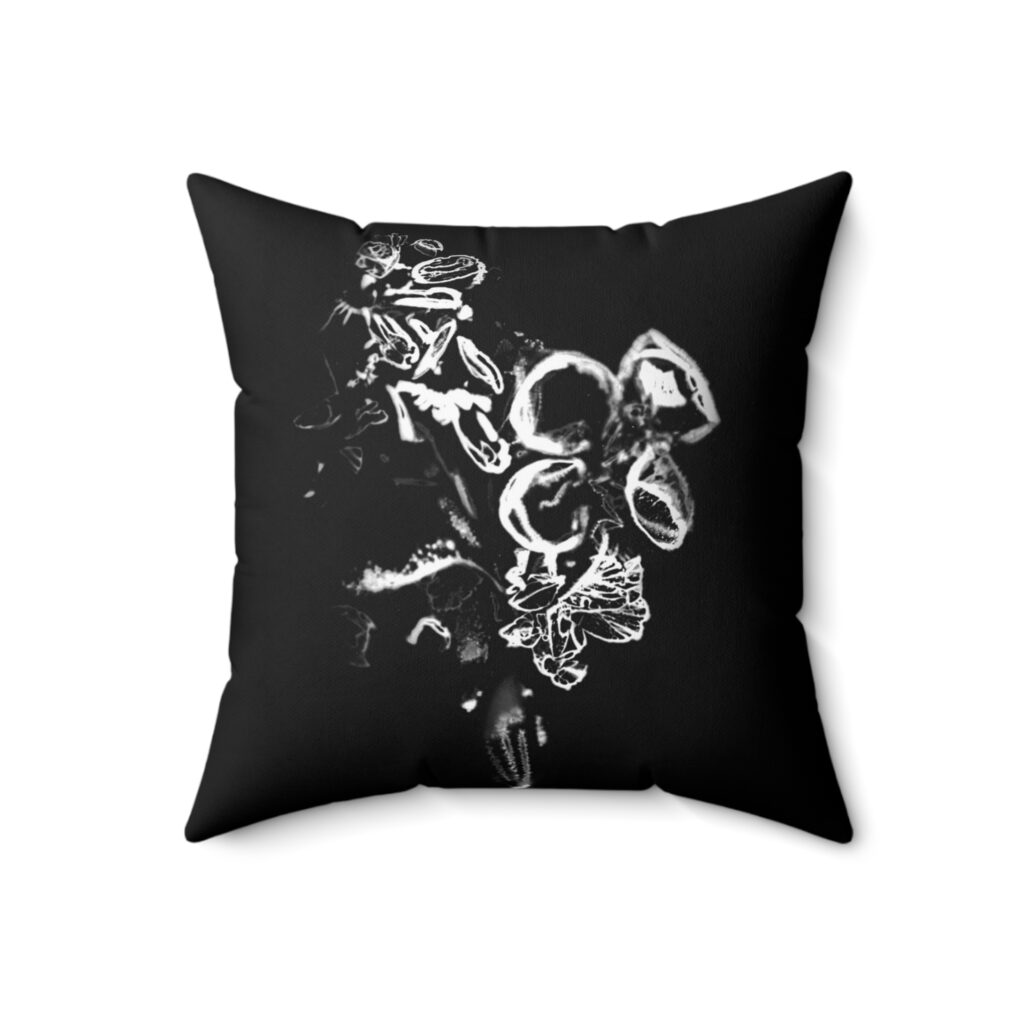 Electrography Flowers Spun Polyester Square Pillow