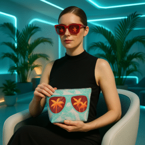 Arranged Image Sunglass Palm Cotton Cosmetic Bag