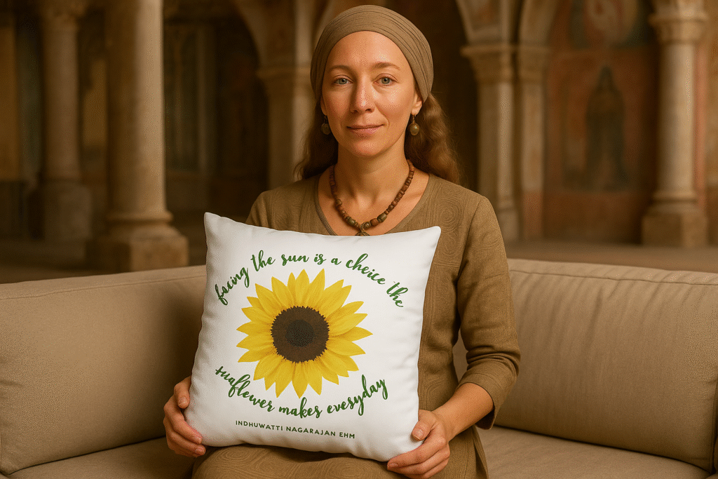 Face the Light Spun Polyester Square Pillow Case