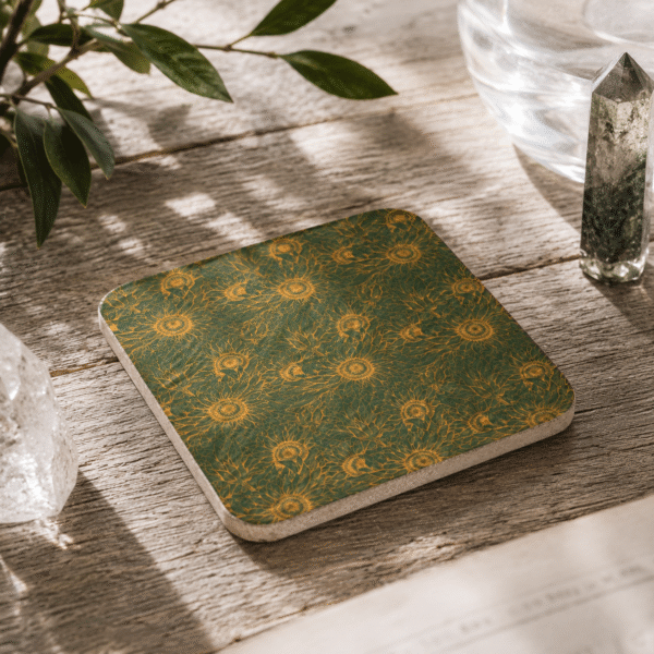 Face the Light Sunflower Pattern Cork Back Coaster