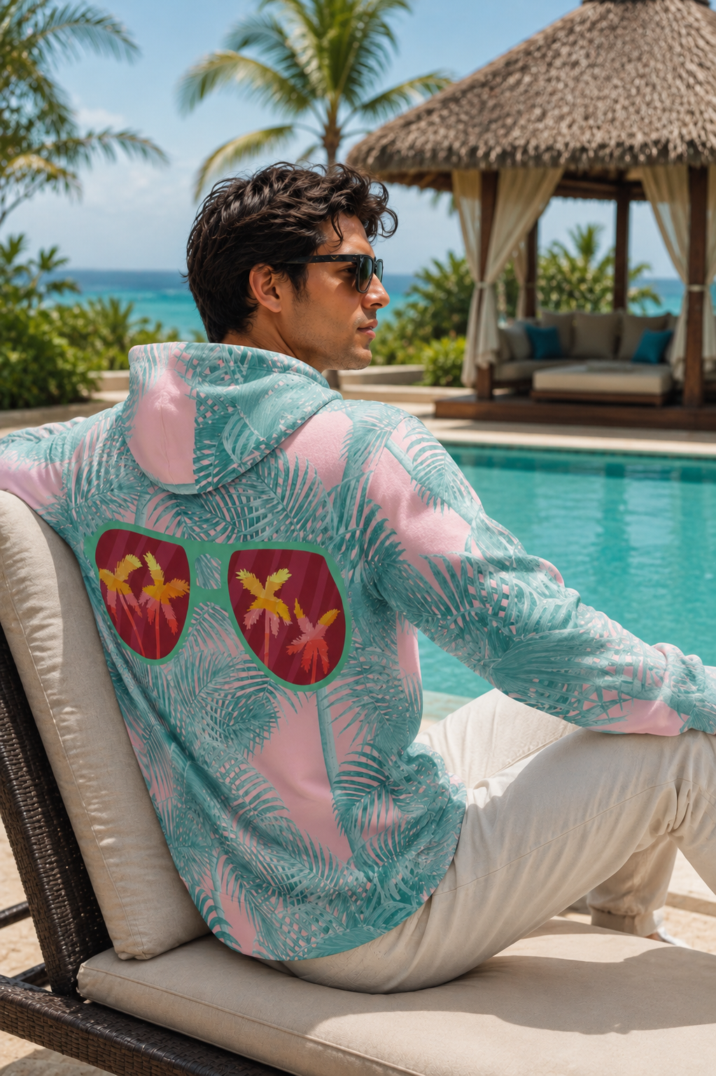 Arranged Image Sunglass Palm Fashion Hoodie (AOP)