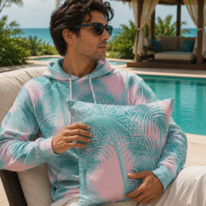 Arranged Image Sunglass Palm Spun Polyester Square Pillow Case